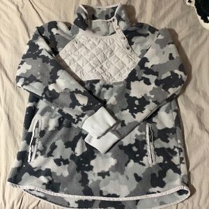 Grey Camouflage half button up Jacket, Size Medium